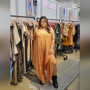 Plus Size Jumper Ditsy Tangerine Print